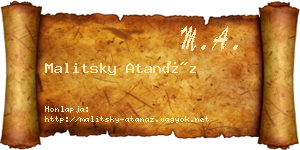 Malitsky Atanáz névjegykártya